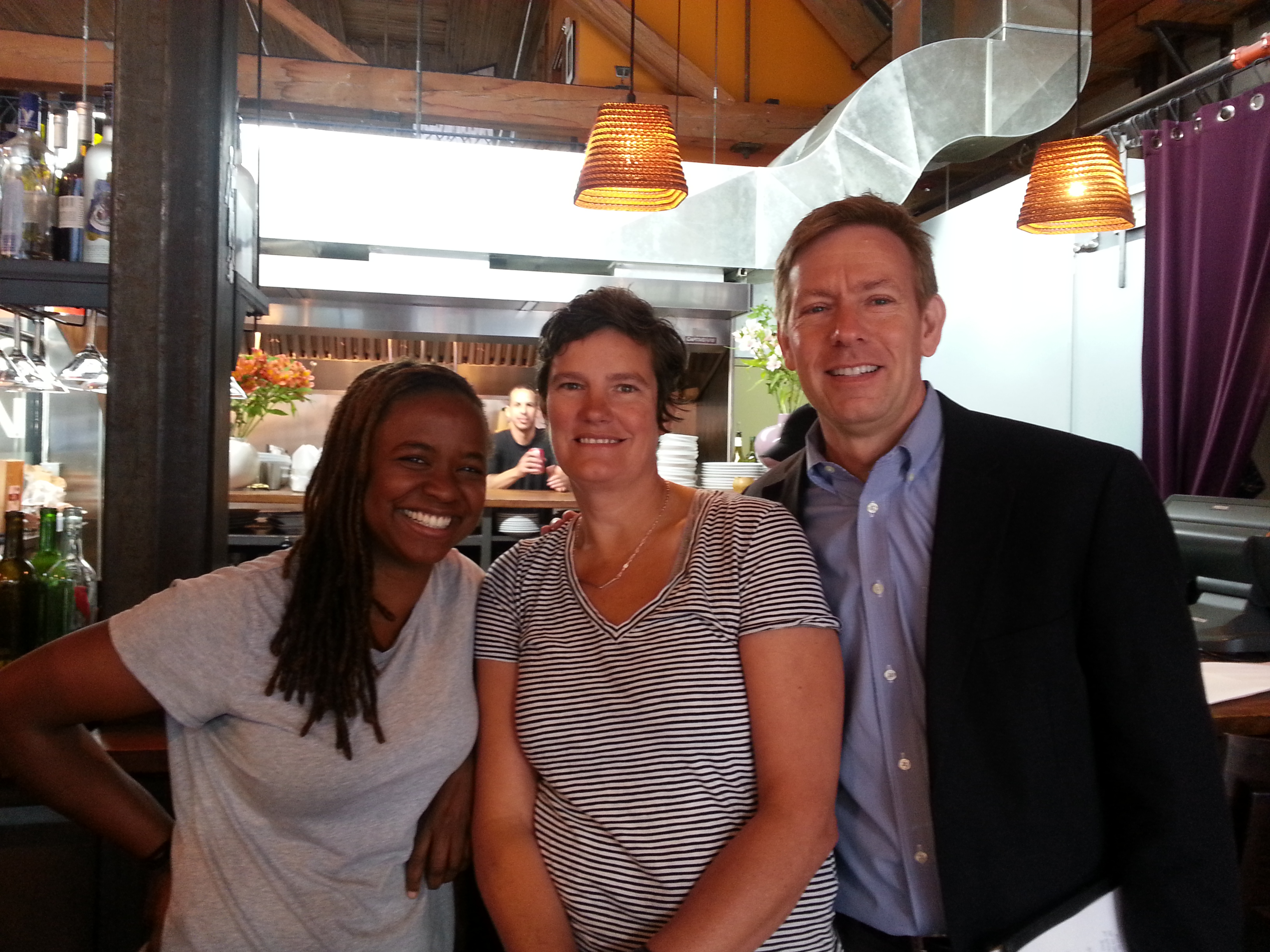 From the left, Makini Howell, Jody Hall and Joe Fugere celebrating one year of paid sick days in Seattle. 