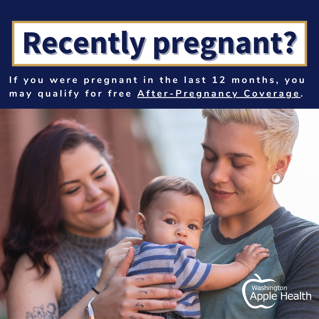 Image of family advertising WA's new After Pregnancy Coverage program.