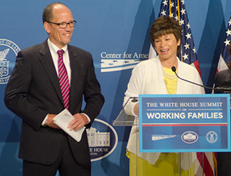 Labor Secretary Perez and White House senior advisor Jarrett at the White House Summit on Working Families last June